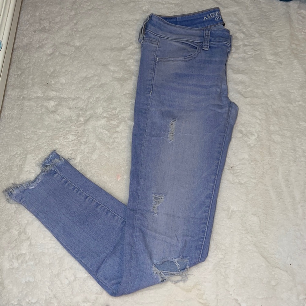 Blue American Eagle Super Low Jegging Jeans